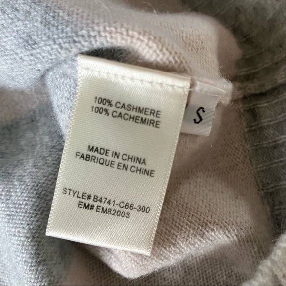 Bella Dahl 100% Cashmere Gray & White Striped Crewneck Sweater (S) - Picture 6 of 6